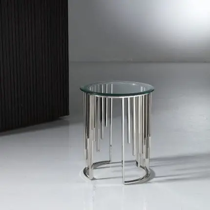 Elevate your living space with the epitome of modern elegance: the Side tables furniture Lebanon with stainless steel and clear glass