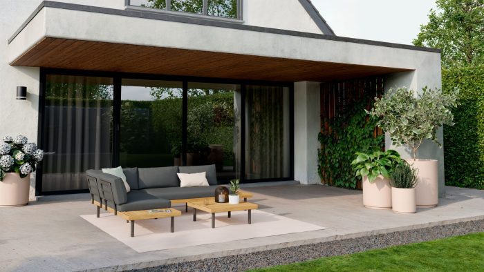 L-shaped outdoor lounge set